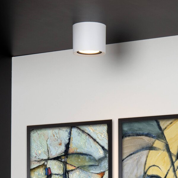 Lucide Reflektor sufitowy LED Fedler, Ø 12 cm, biały, ściemniany, aluminium możliwość ściemniania, biały / opal, salon / jadalnia, aluminium