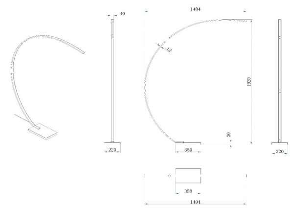 Lucide Lampa łukowa LED Curve, możliwość ściemniania, czarny, salon / jadalnia, metal, nowoczesny