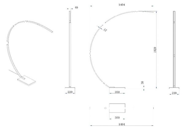 Lucide Lampa łukowa LED Curve, możliwość ściemniania, mosiężny / złoty, salon / jadalnia, metal, nowoczesny