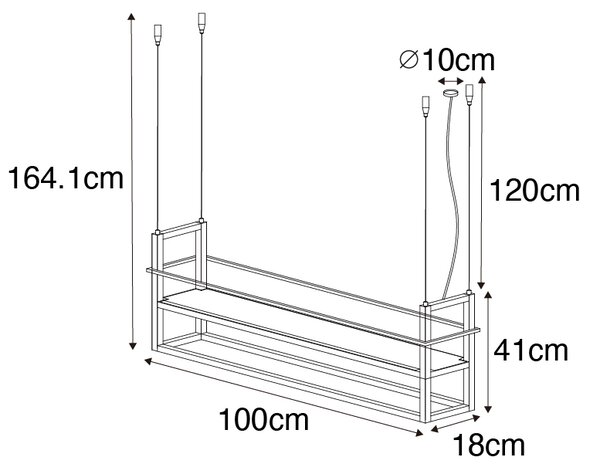 Przemysłowa lampa wisząca złota z marmurem i stelażem 4-światła - Cage Rack Oswietlenie wewnetrzne