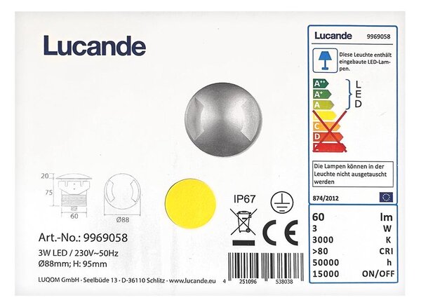 Lucande Lucande - LED Zewnętrzna oprawa wpuszczana HELENE LED/3W/230V IP67 LW0331