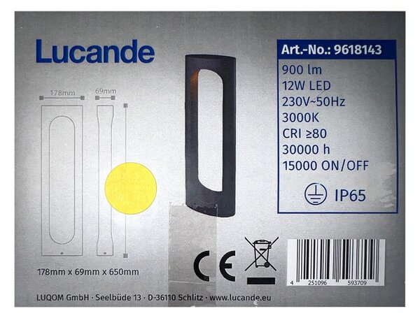 Lucande Lucande - LED Lampa zewnętrzna FENTI LED/12W/230V IP65 LW0957