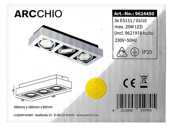 Arcchio Arcchio - LED Plafon RONKA 3xGU10/11,5W/230V LW1237