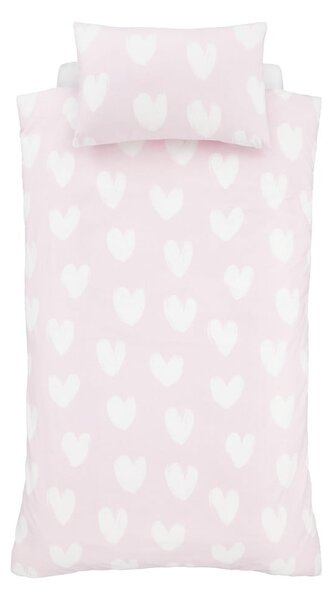 Różowa flanelowa pościel dziecięca dwuosobowa 200x200 cm Hearts – Catherine Lansfield