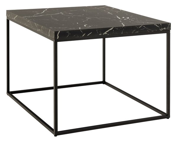 Czarny stolik z blatem w dekorze marmuru 60x60 cm Barossa – Actona