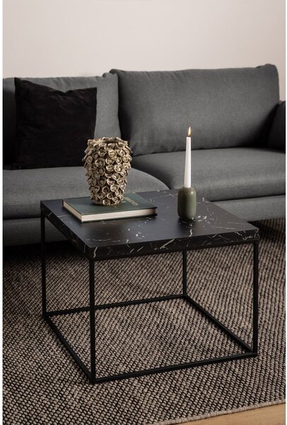 Czarny stolik z blatem w dekorze marmuru 60x60 cm Barossa – Actona