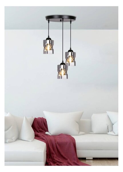 Czarna lampa wisząca ze szklanym kloszem Felis – Candellux Lighting