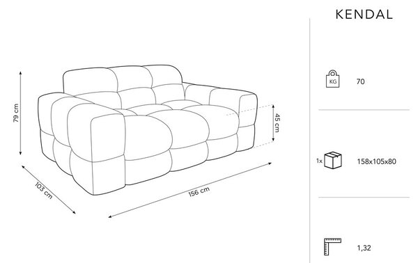 Ciemnoniebieska aksamitna sofa 156 cm Kendal – Micadoni Home