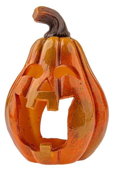 Jesienny świecznik ceramiczny Dynia z twarzą, 12 x 20 cm