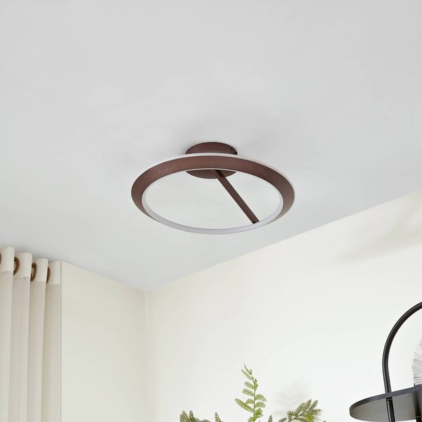 Lampa sufitowa LED Eldra Lucande, możliwość ściemniania, brązowy / rdzawy, salon / jadalnia, metal, nowoczesny