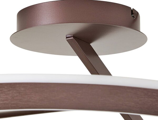 Lampa sufitowa LED Eldra Lucande, możliwość ściemniania, brązowy / rdzawy, salon / jadalnia, metal, nowoczesny