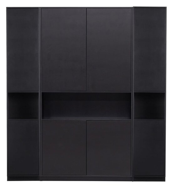 Czarny regał modułowy z litego drewna sosnowego 190x210 cm Finca – WOOOD