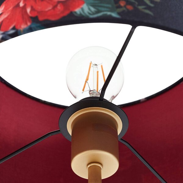 Lampa stołowa Marula Lindby, mosiężny / złoty, salon / jadalnia, tkanina / materiał / jedwab, nowoczesny