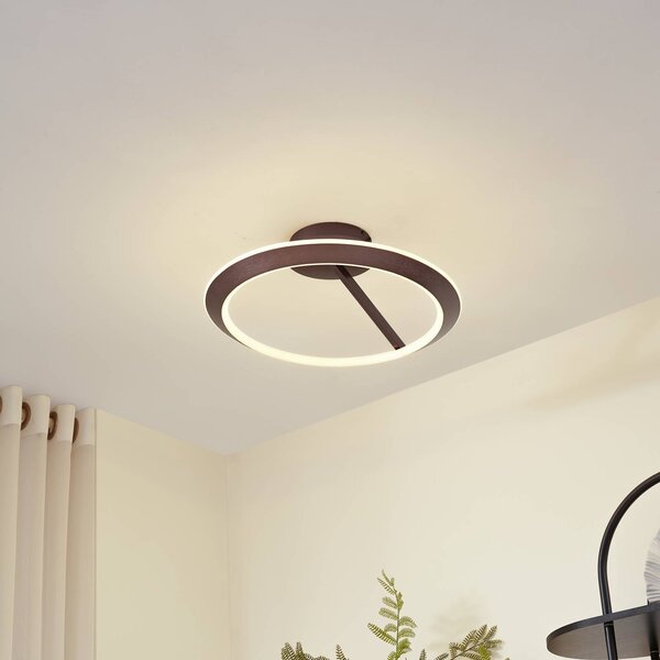 Lampa sufitowa LED Eldra Lucande, możliwość ściemniania, brązowy / rdzawy, salon / jadalnia, metal, nowoczesny