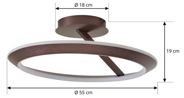 Lampa sufitowa LED Eldra Lucande, możliwość ściemniania, brązowy / rdzawy, salon / jadalnia, metal, nowoczesny