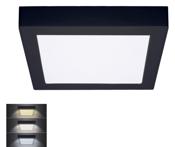 Solight Solight WD173-B- LED Plafon LED/18W/230V 3000/4000/6000K czarny kwadratowy SL1396
