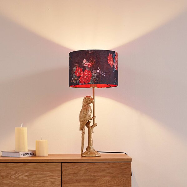 Lampa stołowa Marula Lindby, mosiężny / złoty, salon / jadalnia, tkanina / materiał / jedwab, nowoczesny