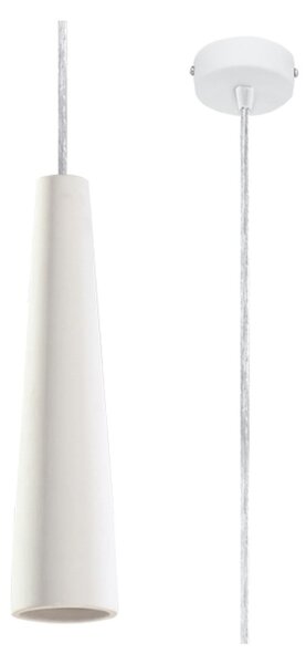 Biała lampa wisząca z ceramicznym kloszem ø 8 cm Alverna – Sollux