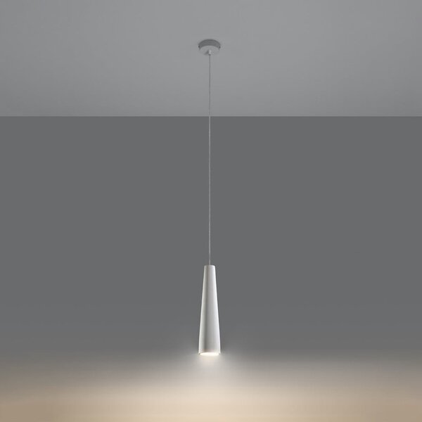 Biała lampa wisząca z ceramicznym kloszem ø 8 cm Alverna – Sollux
