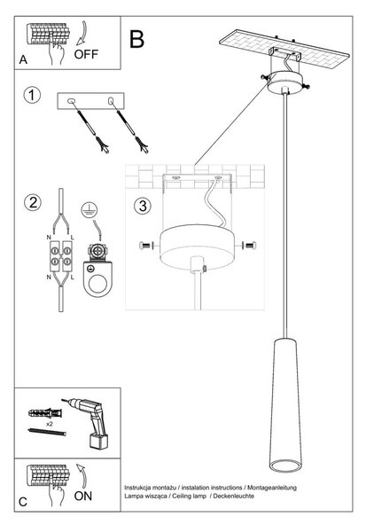Biała lampa wisząca z ceramicznym kloszem ø 8 cm Alverna – Sollux