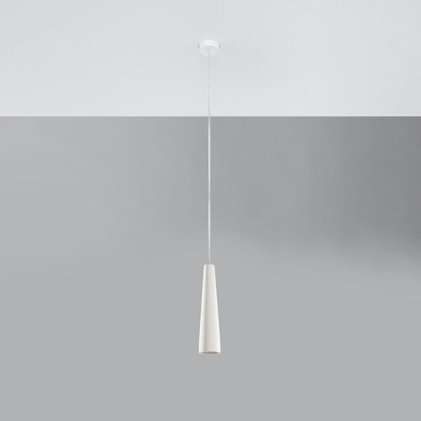 Biała lampa wisząca z ceramicznym kloszem ø 8 cm Alverna – Sollux