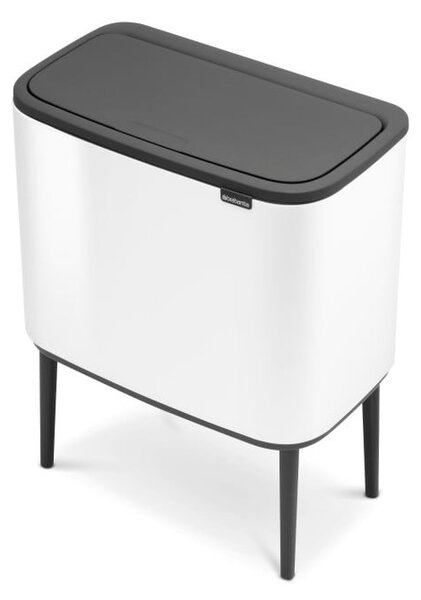 Biały stalowy kosz na śmieci do segregacji odpadów otwierany na dotyk 33 l Bo Touch Bin – Brabantia