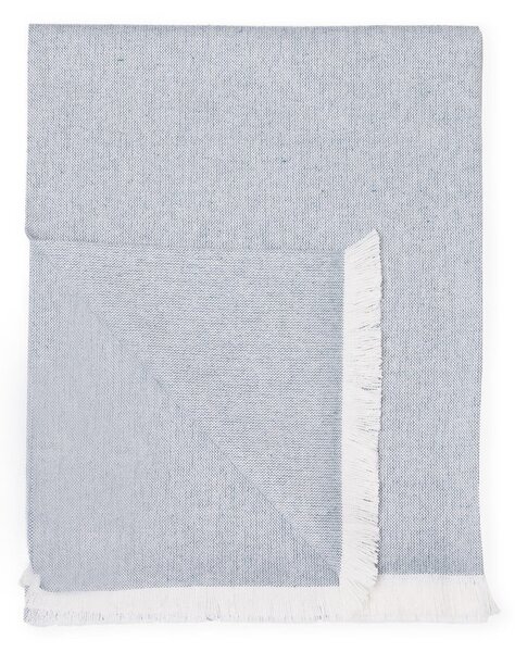Niebieski pled z domieszką bawełny Euromant Summer Linen, 140x180 cm