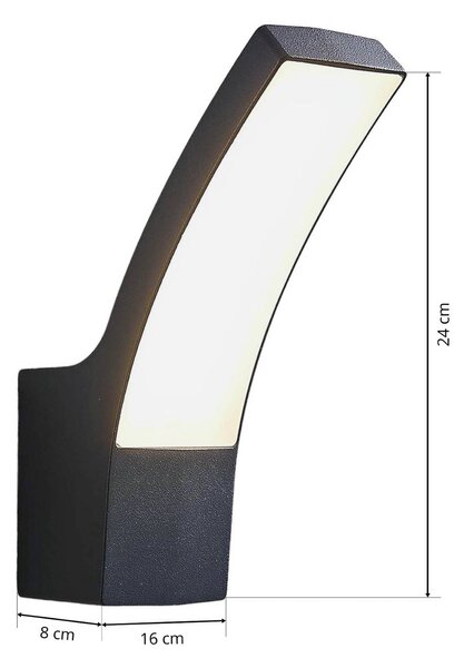 Kinkiet zewnętrzny LED Ilvita Lindby, czarny, aluminium, nowoczesny