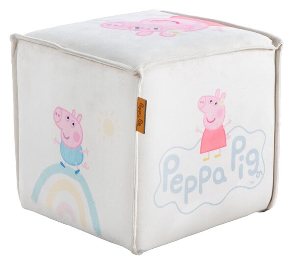 Biały aksamitny puf dziecięcy Peppa Pig – Roba
