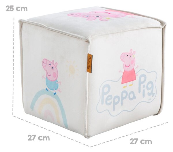 Biały aksamitny puf dziecięcy Peppa Pig – Roba