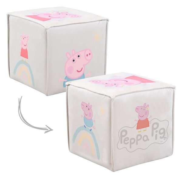 Biały aksamitny puf dziecięcy Peppa Pig – Roba