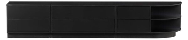 Czarna modułowa szafka pod TV z litego drewna sosnowego 228x40 cm Finca – WOOOD
