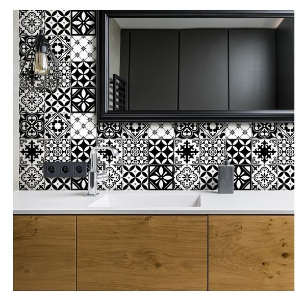 Zestaw 30 naklejek ściennych Ambiance Decal Tiles Azulejos Rosario, 10x10 cm
