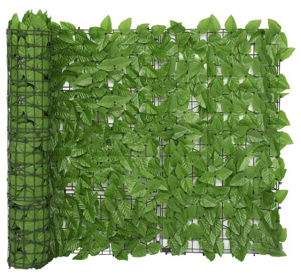 Parawan balkonowy, zielone liście, 600x100 cm