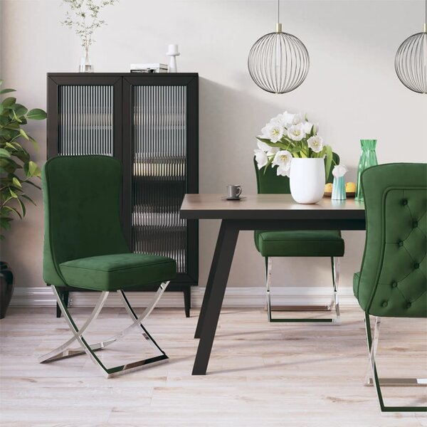 Krzesła stołowe, 6 szt., zielone, 53x52x98 cm, aksamit i stal
