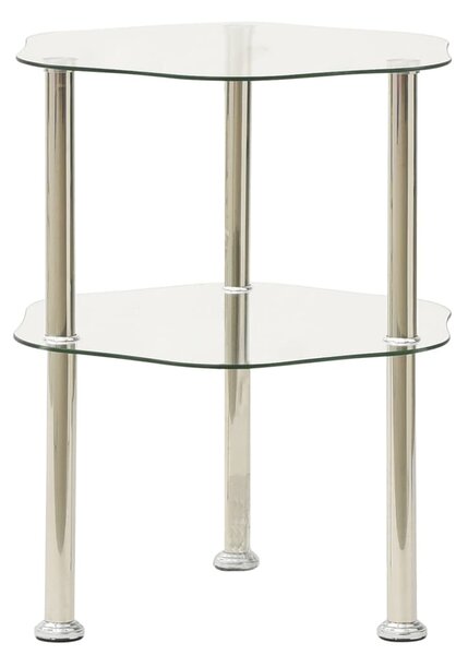2-poziomowy stolik, 38x38x50 cm, przezroczyste szkło hartowane