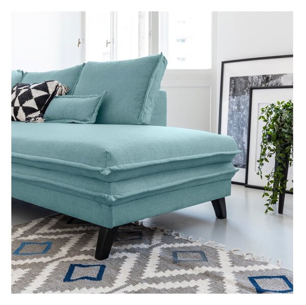 Jasnoniebieska rozkładana sofa w kształcie litery "U" Miuform Charming Charlie, prawostronna