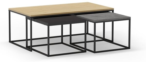 Szaro-naturalne stoliki zestaw 3 szt. 60x110 cm Camelia – Marckeric