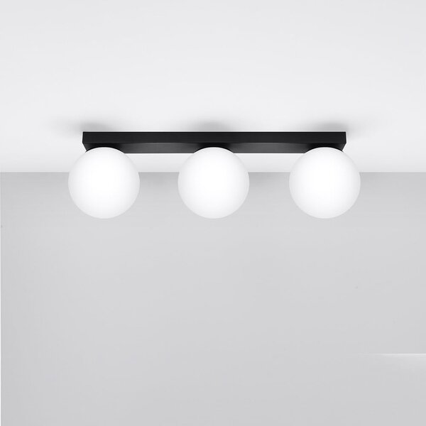 Czarna lampa sufitowa ze szklanym kloszem ø 12 cm Umerta – Sollux