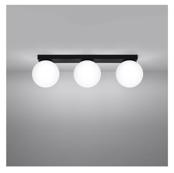 Czarna lampa sufitowa ze szklanym kloszem ø 12 cm Umerta – Sollux