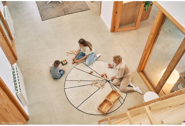 Kremowy bawełniany okrągły dywan tkany ręcznie odpowiedni do prania ø 160 cm Trace Beige – Lorena Canals