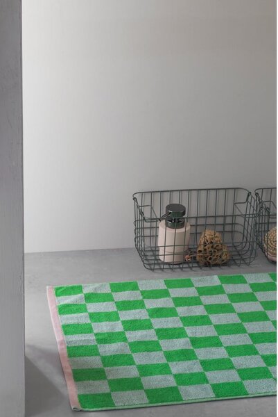 Zielony dywanik łazienkowy z bio bawełny 50x80 cm Retro – Mette Ditmer Denmark