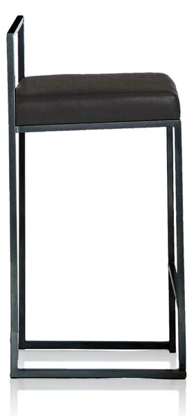 Czarny hoker z imitacji skóry (wysokość siedziska 65 cm) Dodo – Tomasucci