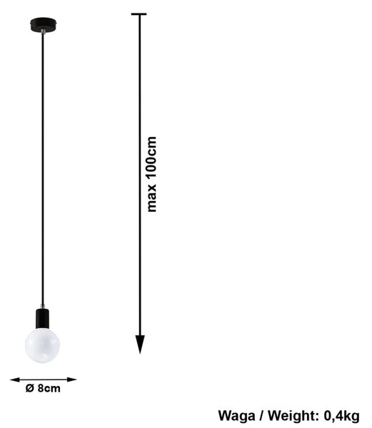 Czarna lampa wisząca Sollux Bombilla