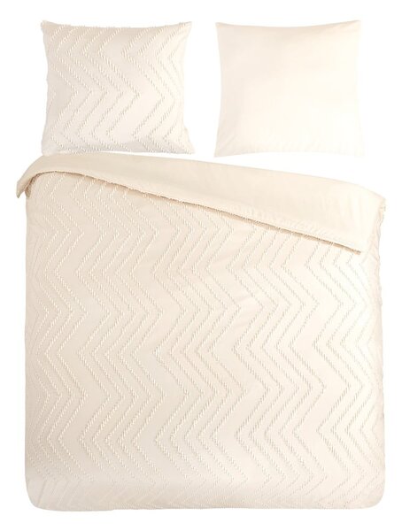 Kremowa pościel dwuosobowa z mikrowłókna 200x220 cm Pure Zigzag – Good Morning