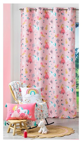 Różowa zasłona 140x260 cm Princesse Licorne – douceur d'intérieur