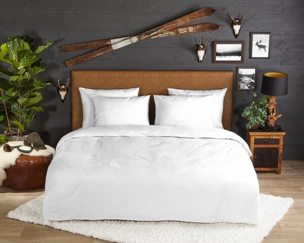 Biała flanelowa pościel dwuosobowa 200x220 cm – Good Morning