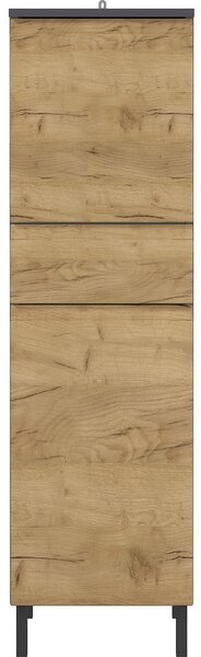 Ciemnoszara wysoka szafka łazienkowa w dekorze dębu 34x120 cm Salinas – Germania