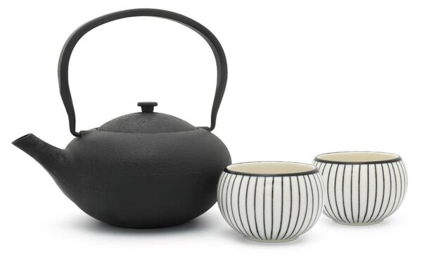 Biały/czarny porcelanowy/żeliwny serwis do herbaty Shanxi – Bredemeijer