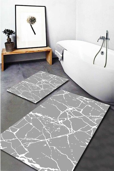 Szare dywaniki łazienkowe zestaw 2 szt. 60x100 cm Cracks – Mila Home